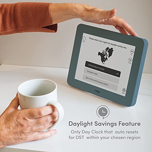 Robin Day Clock 2026 Winter Day - 8-Inch Digital Calendar & Talking Alarm for Seniors