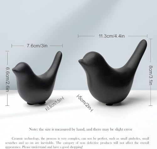 Ceramic Bird Statues Set of 2 Modern Decorative Animal Ornaments