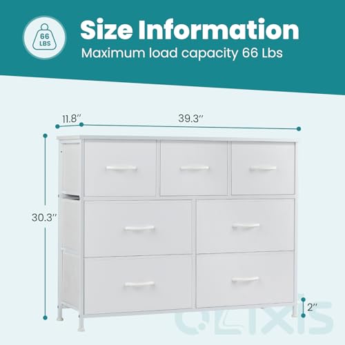 7-Drawer Fabric Dresser Storage Tower with Wood Top & Steel Frame