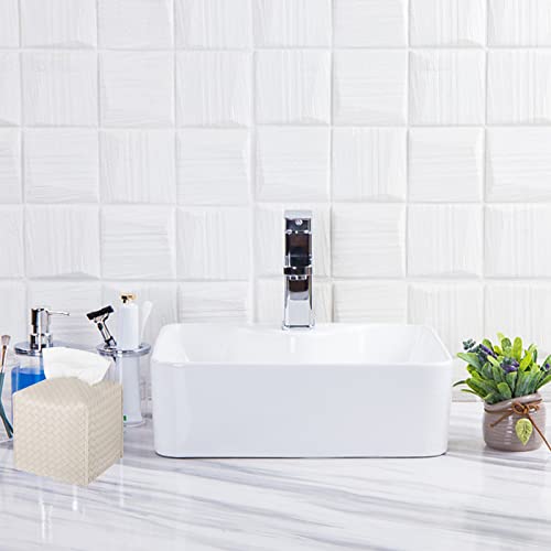 Square PU Leather Tissue Box Cover, Decorative Facial Paper Dispenser