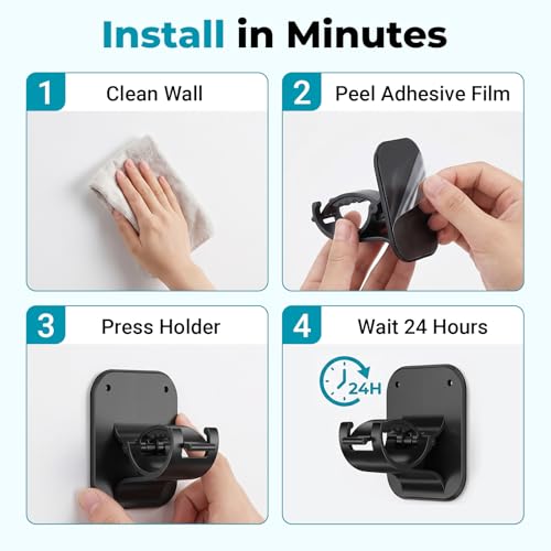 No-Drill Curtain Rod Brackets - 4 Pack Self-Adhesive Wall Holders