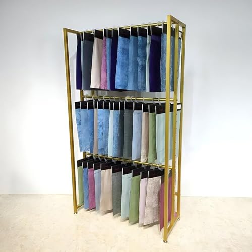 Rolling Metal Display Rack for Vinyl, Fabric, and Scarves - Adjustable Tier