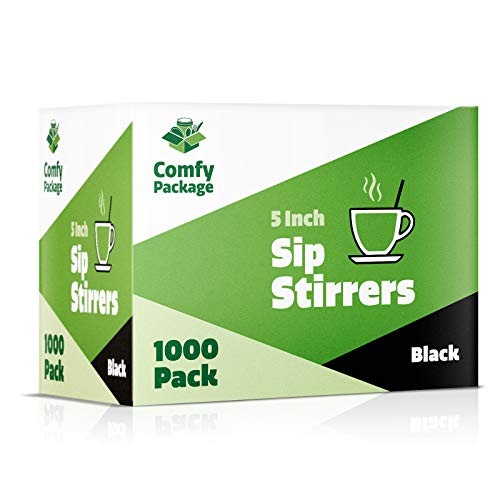 5-Inch Black Plastic Coffee and Cocktail Stirrers - 1000 Count Pack