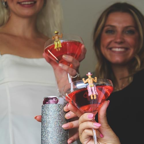NPW Drinking Buddies Disco Cowboys Wine Glass Charms – Bachelorette & Girls' Night Party Favors