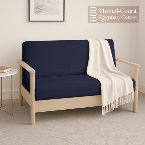 Full Size Futon Cover - 100% Egyptian Cotton, Navy Blue Slipcover