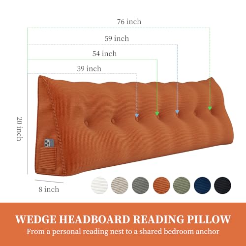 Wedge Pillow for Sitting Up in Bed - Corduroy Backrest Support