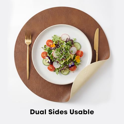 15-Inch Faux Leather Placemats - Set of 4 Waterproof Reversible Table Mats