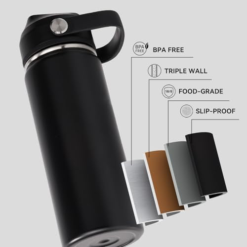 18oz Insulated Stainless Steel Water Bottle with Straw - Vacuum Travel Flask