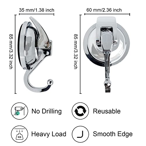 Heavy Duty Suction Cup Hooks for Shower and Bathroom, 2 Pack