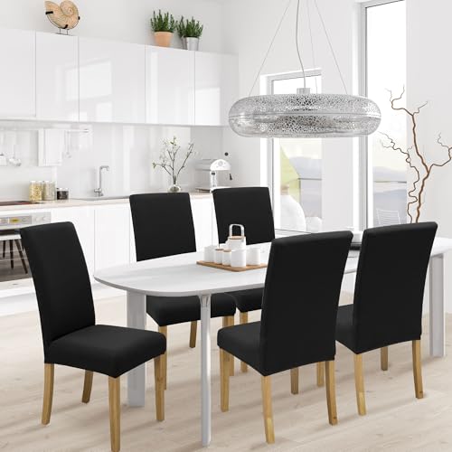 Stretch Dining Chair Covers 6 Pack - Washable Slipcovers for Parson Chairs