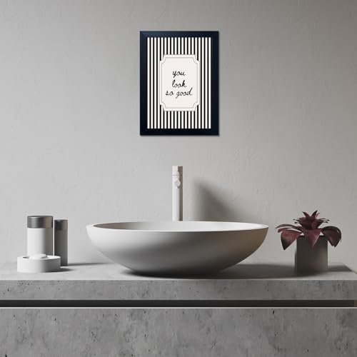Black and White Bathroom Wall Art Framed Modern Minimalist Canvas Print