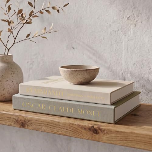 Set of 2 Decorative Linen Books - Aesthetic Faux Books for Coffee Table Decor