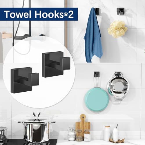Matte Black 5-Piece Bathroom Hardware Set - Stainless Steel Towel Bar