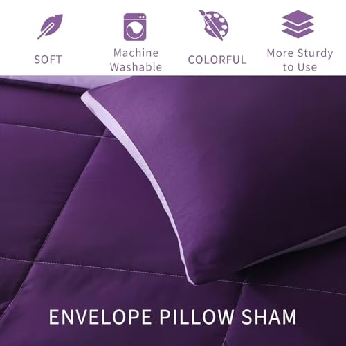 Reversible Queen Comforter Set, 3-Piece All-Season Down Alternative Bedding