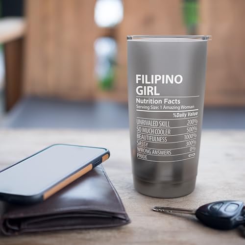 Filipino Girl 20oz Brushed Steel Insulated Tumbler - Philippines Pride Gift