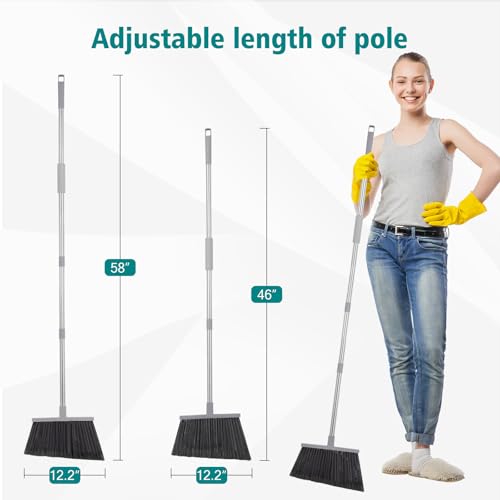 4-Pack Heavy Duty Outdoor Angle Broom, 58" Stainless Steel Handle
