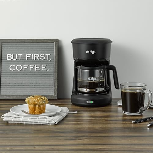 Compact 5-Cup Mini Brew Drip Coffee Maker with Glass Carafe, Black