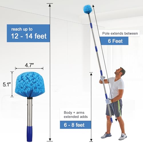 Cobweb Duster with 6 FT Extension Pole - Spider Web Cleaning Brush