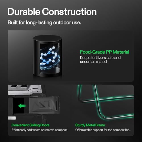 Dual Chamber Tumbling Composter 43 Gallon Rotating Compost Bin for Garden