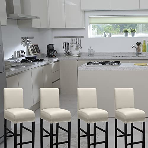 Stretch Waterproof Bar Stool Covers with Backs - 2 Pack, Beige
