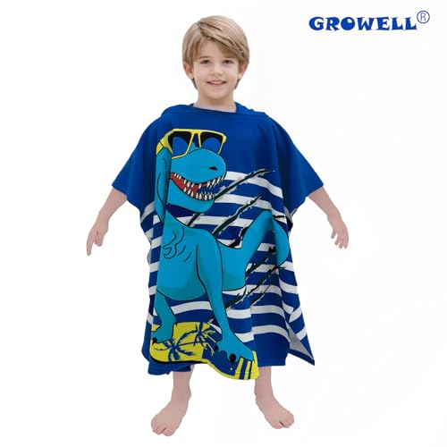 Growell Kids Hooded Beach Towel - Quick Dry Microfiber Swim Poncho