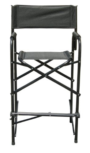 Tall Folding Director's Chairs, Heavy Duty Aluminum, Black, 2-Pack