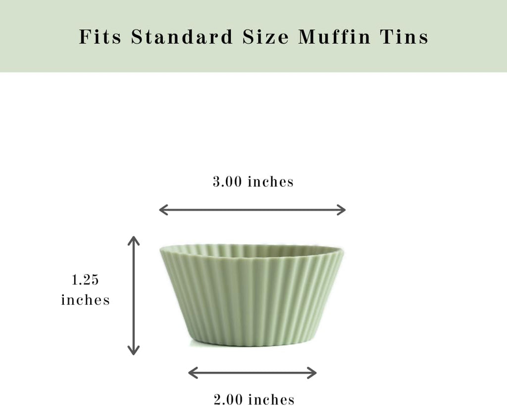 Skiennix Reusable Silicone Baking Cups - BPA-Free Muffin Liners | 12 Pack in White, Blue, Green