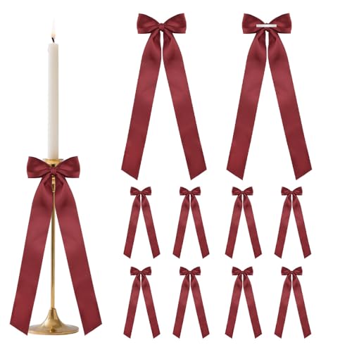 Red Bow for Wine Glasses - Wedding & Bridal Party Decor, Borhmty