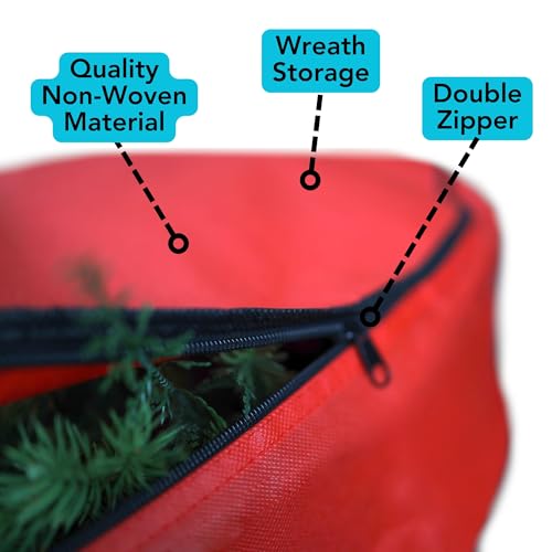 30-Inch Red Wreath Storage Bag 3-Pack Christmas Garland Organizer