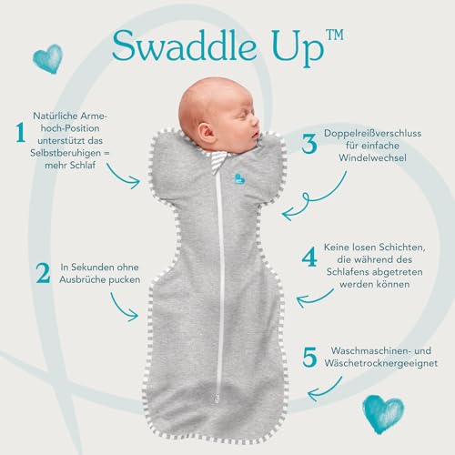 Love to Dream Swaddle Up S Baby Sleep Sack Gray Cotton 3.5-6 kg 8-13 lbs