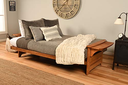 Phoenix Full Size Solid Hardwood Futon Sofa Bed with Mocha Mattress