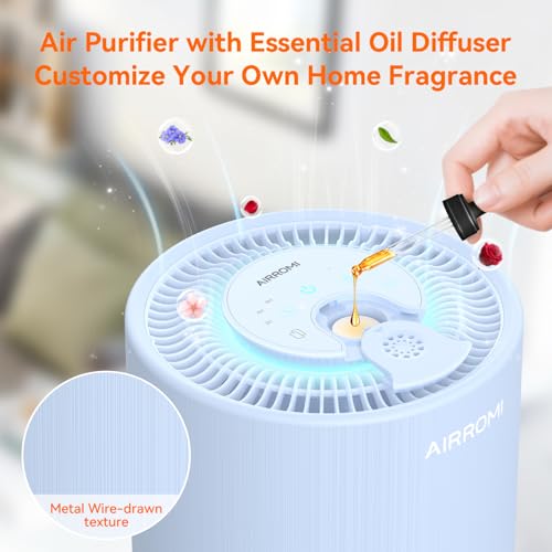 Compact Air Purifier for Bedroom with HEPA Filter Quiet Air Cleaner Blue
