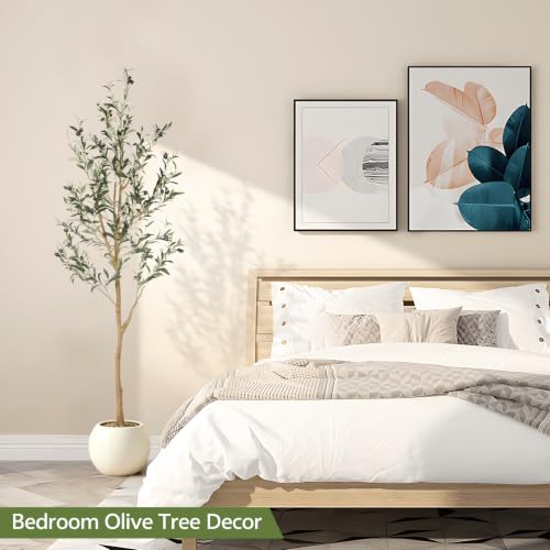 6ft Faux Olive Tree with Natural Trunk & Realistic Leaves