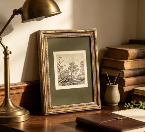 Vintage Gold Framed Forest Landscape Canvas Wall Art 9x11