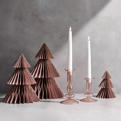 LampLust Large Dusty Rose Honeycomb Christmas Tree Decor - 2 Pack (10" & 12")