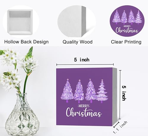JRTW Purple Christmas Tree Wooden Sign - Holiday Decor, 3rd Edition