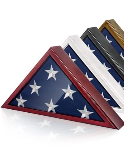 Solid Wood Memorial Flag Display Case for 5x9.5 Foot Burial Flag - Mahogany