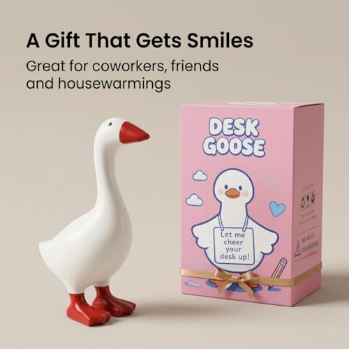 7-Inch Desk Goose Statue, Quirky Resin Desktop Organizer and Decor