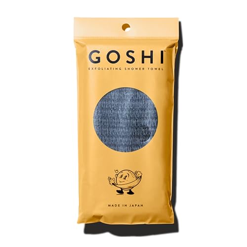 GOSHI Exfoliating Shower Towel - Long Body Scrubber, Grey