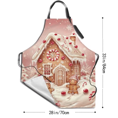 Evlaschin Gingerbread Stain-Resistant Adjustable-Neck Apron with Front Pockets for Cooking & Grilling