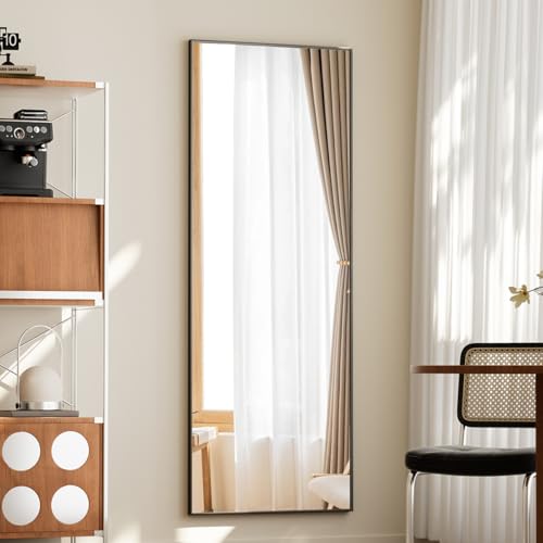 Full Length Floor Mirror with Stand, 56"x21" Aluminum Alloy Frame