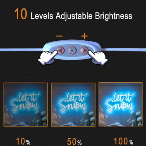 Let It Snow Neon Sign Snowflake LED Wall Light - Dimmable USB Holiday Decor