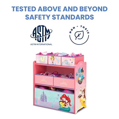 Disney Princess 6 Bin Kids Toy Storage Organizer with Stickers