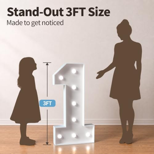 3ft Light Up Marquee Numbers, Large Foam Board Party Decor Sign