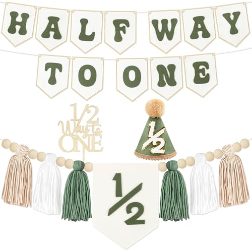 1/2 Birthday Boy Decorations Kit - Half Way to One Banner & High Chair Decor