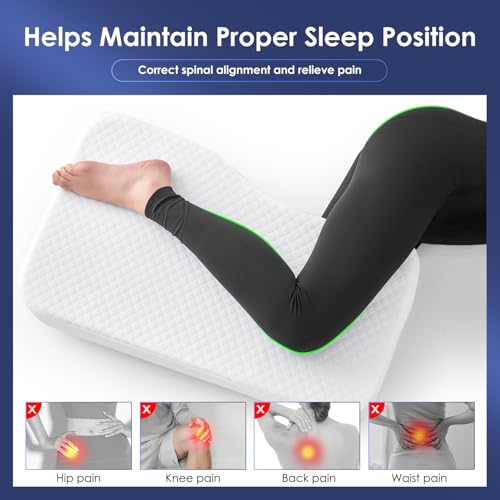 Memory Foam Leg Pillow for Side Sleepers - Pain Relief & Spine Alignment (25" x 15")