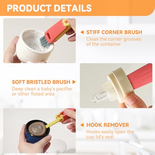 3-in-1 Bottle Cleaning Brush Set - Multifunctional Cup Lid Gap Cleaner