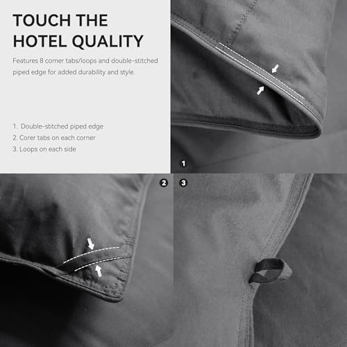 All Season Goose Feather Down Comforter - Queen Duvet Insert, Dark Grey