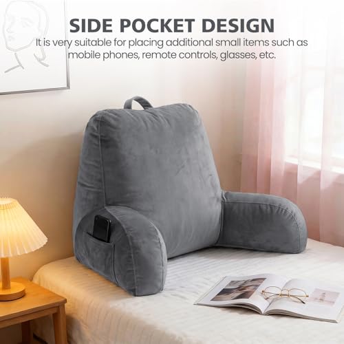 Adjustable Memory Foam Reading Pillow with Arms - Large Gray