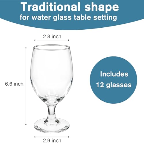 13-Ounce Goblet Party Glasses, Set of 12 Clear Beverage Glasses